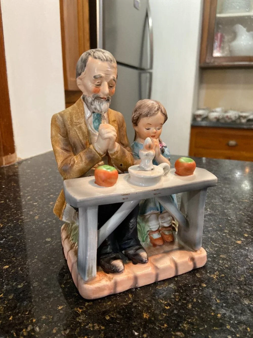 Vintage Norleans Japan Porcelain Old Man & Child Praying Figurine 7